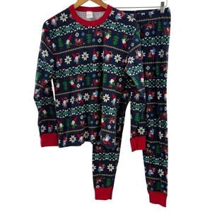 Hanna Andersson Women's Holiday Christmas Gnomes Long John 2 Pc. Pajama Set M